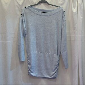 White House Black Market Light Blue Tunic with Button Accents